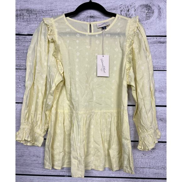 NWT Ladies Universal Thread Yellow Embroidered Top - Medium - Picture 1 of 2